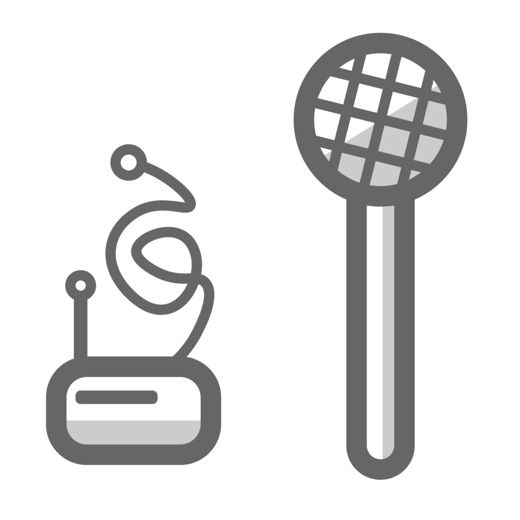 a radio lavalier microphone and a handheld microphone